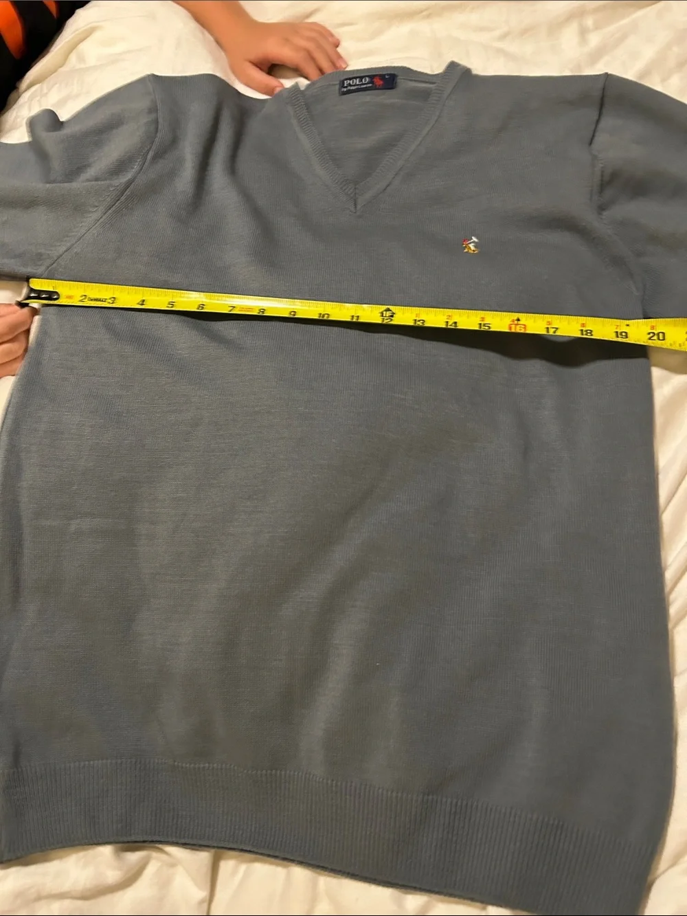 Polo Ralph Lauren Men’s V-Neck Sweater with Suede Elbow Patches